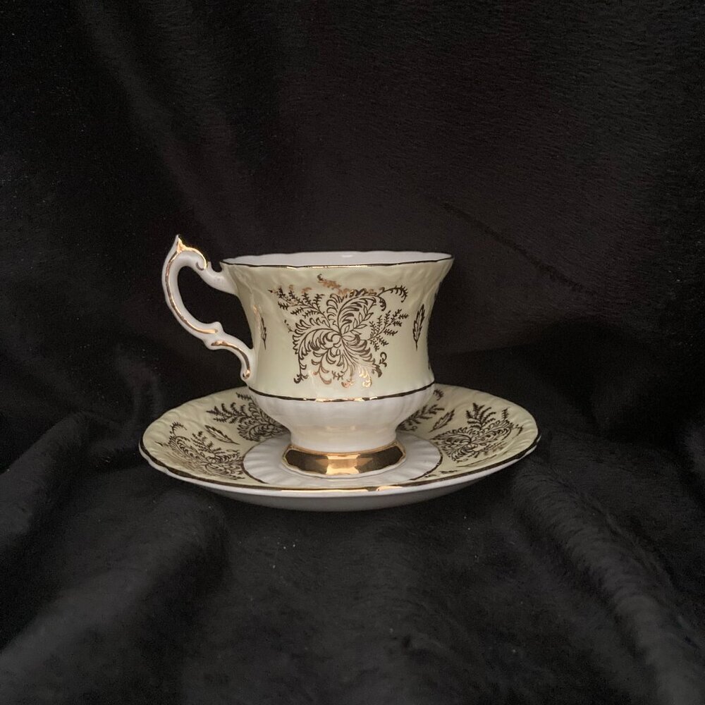 Vintage Paragon Fine Bone China Yellow/Gold & Pink Rose Tea Cup /Saucer Numbered
